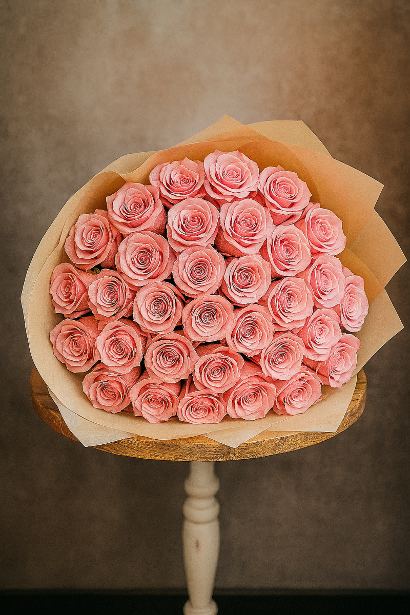 50 Pink roses bouquet