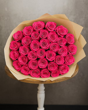 50 Hot pink roses bouquet