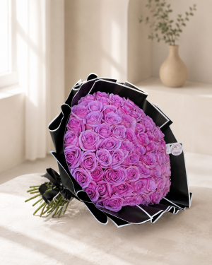 75 roses elegant purple roses bouquet