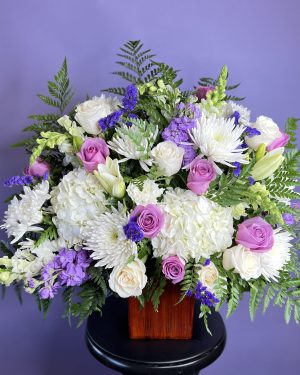 White and purple arrangement
