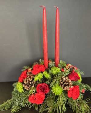 Christmas centrepiece 2 candles