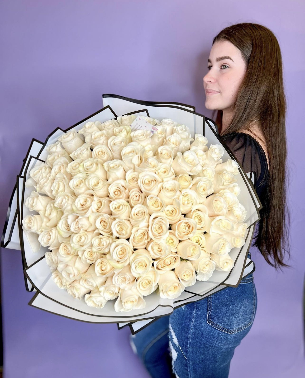 100 White Rose Bouquet