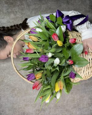 Basket of tulips