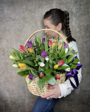 Basket of tulips